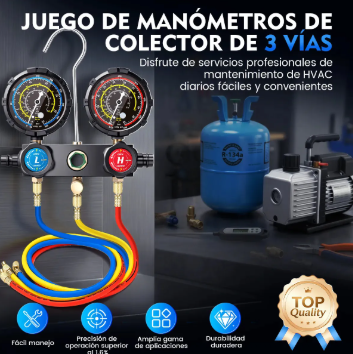 Manometro de Refrigeracion con Estuche